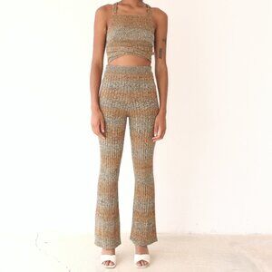 STUDIO FANTASTIQUE - NAOMY flared knitted pants brown (NWT) Sz M